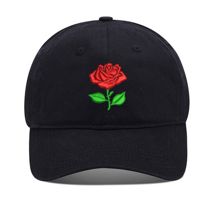 Rose Floral Unisex Stickerei Baseball Mütze Gewaschene Baumwolle Bestickt Verstellbare von WOAIXIA