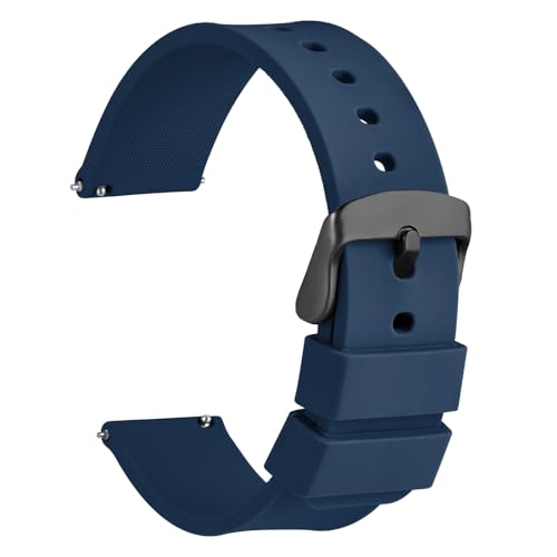 WOCCI 14mm Silikon Gummi Uhrenarmband mit Schwarzer Schnalle, Schnellverschluss Armband für Damen und Herren (Navy Blau) von WOCCI