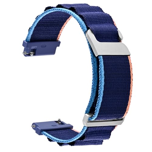 WOCCI 20mm Alpine Nylon Uhrenarmband, Verstellbares Sport Armband, Silberne Schnalle (Navy Blau) von WOCCI