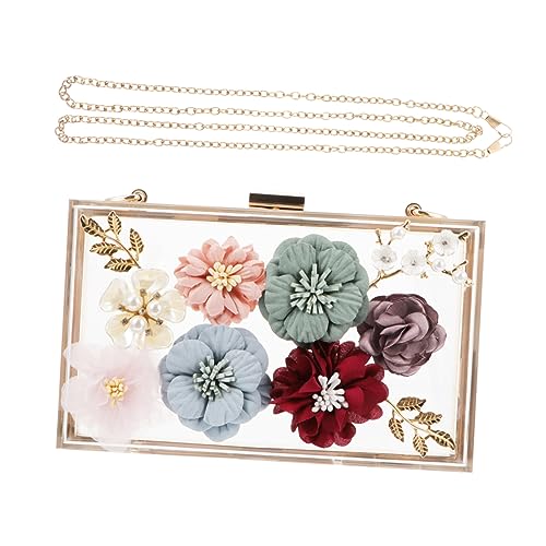 WOFASHPURET 1 Stück Handtasche Kleine Quadratische Tasche Damen Umhängetasche Blumen Abendtasche Hochzeitstasche Hochzeitstasche Blumen Clutch Tasche Damen Handytasche Clutch von WOFASHPURET