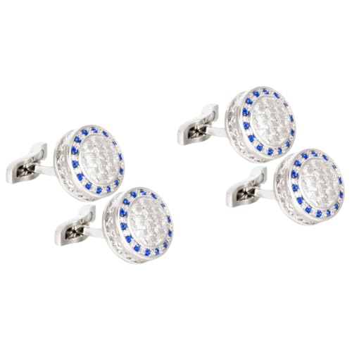 WOFASHPURET 2paare Runde Manschettenknöpfe Mit Blauem Für Herren Stilvolle Elegante Cufflinks Für Anzüge Hochzeiten Und Formelle Anlässe Silberfarben Einfach Zu Bedienen WOFASHPURET 2paare Runde Manschettenknöpfe Mit Blauem Für Herren Stilvolle Elegante Cufflinks Für Anzüge Hochzeiten Und Formelle Anlässe Silberfarben Einfach Zu Bedienen von WOFASHPURET