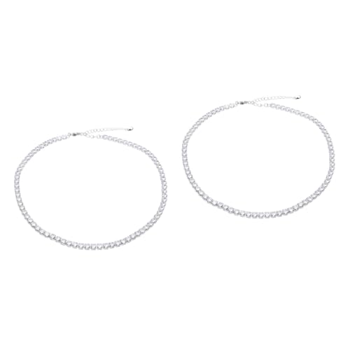 WOFASHPURET 2st Zirkon Halskette Sterling Silber Halskette Für Männer Halskette Für Mädchen Hochzeitshalskette Aus Kristall Kettenhalsband Silberne Outfits Für Frauen Weiß Mann Pala Blitz von WOFASHPURET