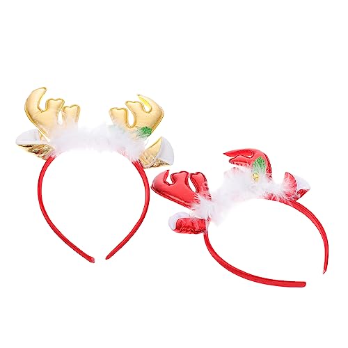 WOFASHPURET 2st Weihnachtsgeweih Stirnband Haarbänder Outfits Weihnachtsdekoration Weihnachtskopfbedeckung Weihnachtskostüm Golddekor Weihnachts-haarschmuck Haarband Kind Haarring Elch Plastik von WOFASHPURET