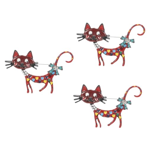 WOFASHPURET 3St Katze Brosche schmuck personalisiert personalisierte schmuck Schalnadeln Katzennadel Hosen Brosche Clip die Katze Stift Schalschnalle schmücken Fräulein Zinklegierung von WOFASHPURET