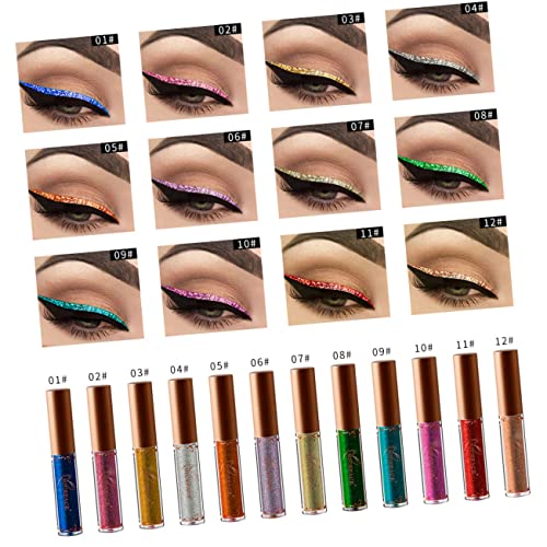 WOFASHPURET Metallische Augenflüssigkeit flüssiger Eyeliner Glänzend flüssiger Eyeliner Perlmutt flüssiger Eyeliner Farbe flüssiger Eyeliner wasserdicht glühen von WOFASHPURET