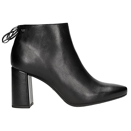 WOJAS - Damenstiefel | Stiefeletten aus Leder | Schuhe mit Blockabsatz | Ideal für Herbst | Damenschuhe mit Spitze | Schwarz 5508851 Gr 40 von WOJAS