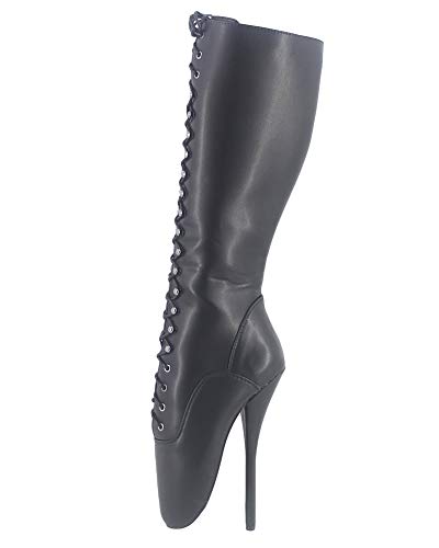 WONDERHEEL Damen Fetisch Ballett Stiefel Schwarz 42.5 EU von WONDERHEEL