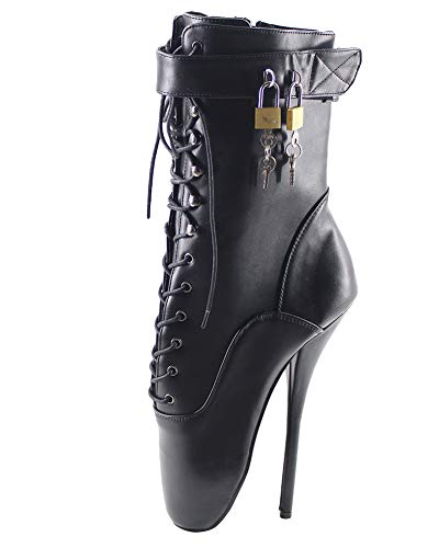 WONDERHEEL Damen Padlocks Ballett Stiefel Schwarz 37 EU von WONDERHEEL