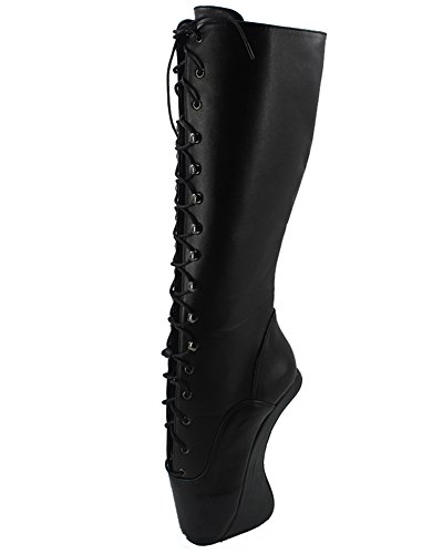 WONDERHEEL Damen Wedges Langschaft Ballett Stiefel Schwarz 42.5 EU von WONDERHEEL