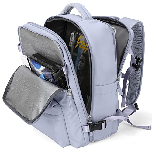 WONHOX Großer Reiserucksack für Damen, Handgepäck-Rucksack, Wanderrucksack, wasserdicht, Sport, Schule, Laptop-Rucksack, C4-Taro, Violett, Large, Rucksack von WONHOX