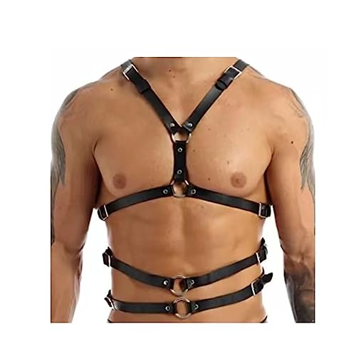 WOPOLIUE Harness Männer Leder Punk Body Brust Harness BDSM Fesseln Fetisch Geschirr Herren Gothic Körper Einstellbare Sexy Unterwäsche Brustgurt Gay Clubwear Sexy Brustgeschirr Party Klub Outfits von WOPOLIUE