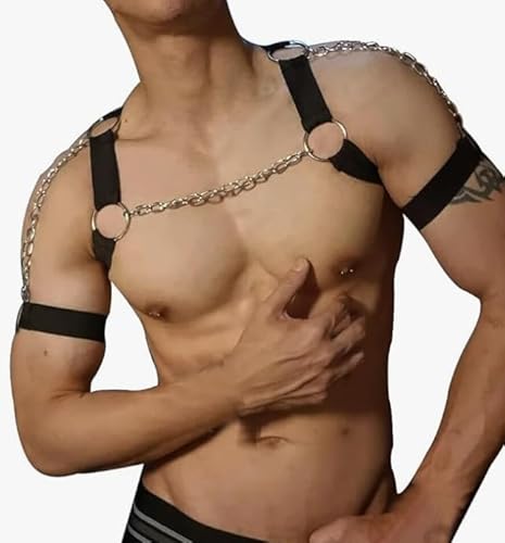 WOPOLIUE Herren Body Brust Harness Lingerie Männer Punk Bondage Sex Geschirr Verstellbarer Brustgurt Bondage Kleidung, Sexy Unterwäsche für Mann, Nylon Sexy Brustgeschirr, Fetisch Nachtshow-Kostüm von WOPOLIUE