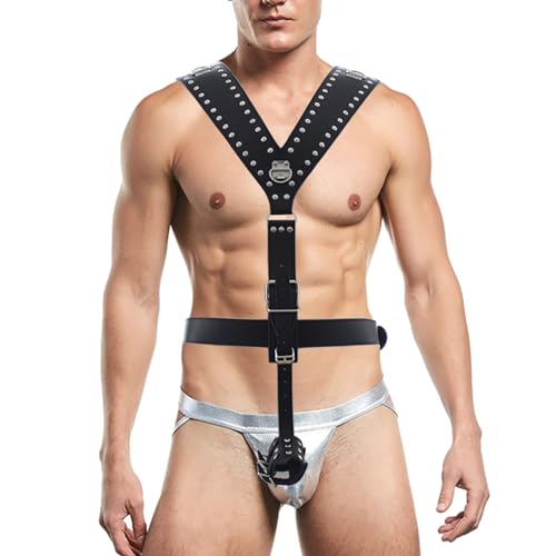 WOPOLIUE Herren Harness Körper Harness Sexy Leder Rüstung Männer Unterwäsche Body Bondage Brustgeschirr Herren Brust Harness mit Peniszaumzeug von WOPOLIUE