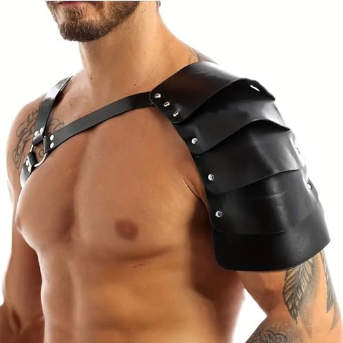 WOPOLIUE Herren Leder Body Brust Harness Sexy Unterwäsche für Mann Steampunk Schulterpanzer Schulter Rüstung Gürtel Gay Harnisch Fetisch Bandage Gothic Gürtel Cosplay Bondage Kostüme von WOPOLIUE