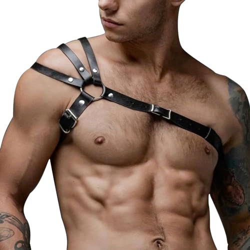 WOPOLIUE Harness Herren Harness Männer Leder Sexy Unterwäsche für Mann Verstellbarer Brustgurt Bondage Harness Sexy Dessous Herren für Sex Fetisch Erotische Kostüme für Herren Gay Harness von WOPOLIUE