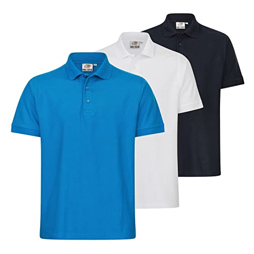 WORXWEAR 3er Set Herren Poloshirt Workwear Basic im Vorteilspack Berufskleidung der Marke, Größe:L, Farbe:dunkelblau-blau-weiß von WORXWEAR