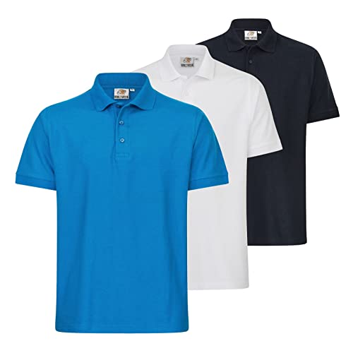 WORXWEAR 3er Set Herren Poloshirt Workwear Basic im Vorteilspack Berufskleidung der Marke, Größe:XL, Farbe:dunkelblau-blau-weiß von WORXWEAR