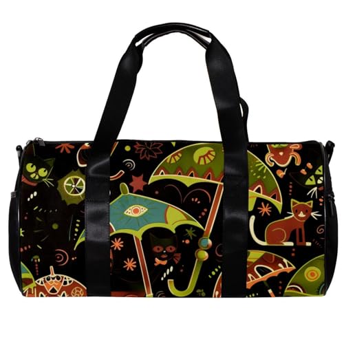 Reisetasche,Herren Sporttasche,Damen Sporttasche,Regenschirm Blumenkatze,Sporttasche von WOSHJIUK