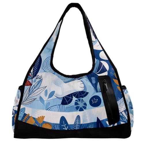 Weekender Reisetasche,kleine Sporttasche,Blumenkatze und Mädchen,Sporttasche von WOSHJIUK