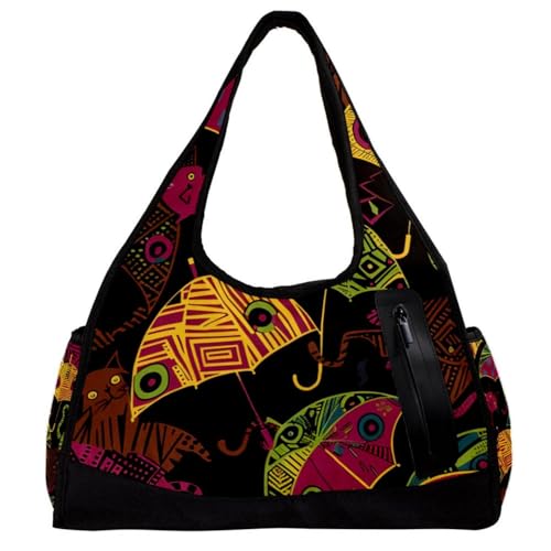 Weekender Reisetasche,kleine Sporttasche,Regenschirm Blumenkatze,Sporttasche von WOSHJIUK