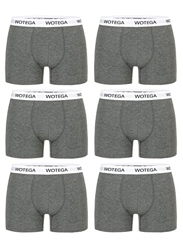 WOTEGA Joe - Herren Unterhosen 6er Pack - Basic Boxershorts - Stretch Unterwäsche Männer - Baumwoll Retroshorts, Grau (Phantom 194205), 6XL von WOTEGA