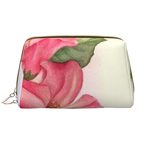 WOWBED Make-up-Tasche mit Kolibri-Aufdruck, aus Leder, groß, für Reisen und Mädchen, Weiss/opulenter Garten, Einheitsgröße von WOWBED