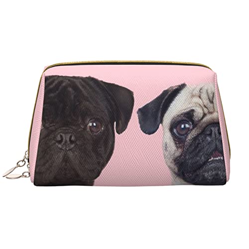 WOWBED Make-up-Tasche mit Mops-Motiv, bedruckt, Leder, groß, für Reisen und Mädchen, Weiss/opulenter Garten, Einheitsgröße von WOWBED