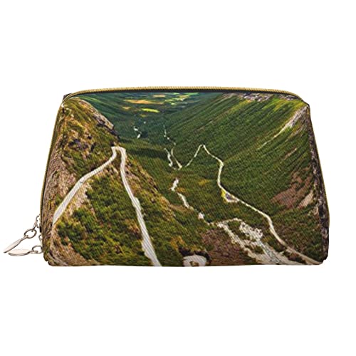 WOWBED Mountain Road Norwegen bedruckte Reise-Make-up-Tasche tragbare Kosmetiktasche große Kosmetiktasche mit Reißverschluss für Damen und Mädchen, Weiss/opulenter Garten, Einheitsgröße von WOWBED