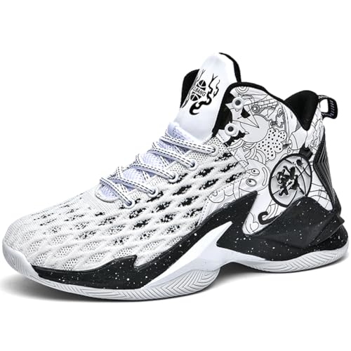 WOWEI Basketballschuhe Herren Leichte Atmungsaktiv Sportschuhe Stoßdämpfung Basketballschuhe Turnschuhe Herren Laufen Trainer Sneaker (AJF-C33, 45EU) von WOWEI