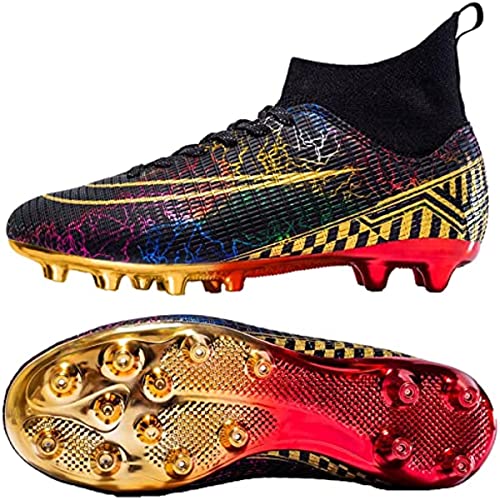 WOWEI Fußballschuhe Herren Fußballschuhe Professionelle High Top Spike Cleats Junge Kinder Fussballschuhe utdoor Sport Trainingsschuhe Sportschuhe (31 RT, 39EU) von WOWEI