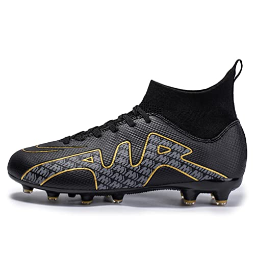 WOWEI Fußballschuhe Herren Fußballschuhe Professionelle High Top Spike Cleats Junge Kinder Fußballspiel Schuhe Outdoor Sport Trainingsschuhe Fussballschuhe Sportschuhe (4 RT, 41EU) von WOWEI