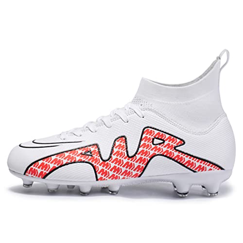 WOWEI Fußballschuhe Herren Fußballschuhe Professionelle High Top Spike Cleats Junge Kinder Fußballspiel Schuhe Outdoor Sport Trainingsschuhe Fussballschuhe Sportschuhe (5 RT, 35EU) von WOWEI