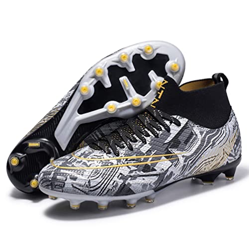 WOWEI Fußballschuhe Herren High Top Spike Cleats Athletics Spikes Professionelle Fußballschuhe Kinder Trainingsschuhe Turnschuhe Sport Fußball Stiefel Wettkampf (Hoch Stil 7, EU40) von WOWEI