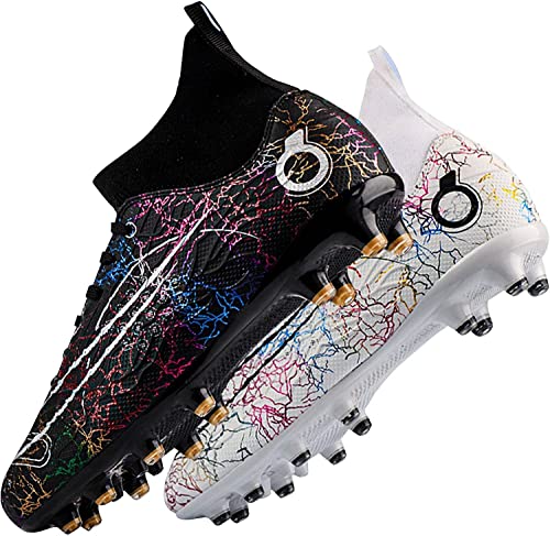 WOWEI Fußballschuhe Herren High Top Spike Cleats Outdoor Athletics Fußballschuhe Kinder Professionelle Trainingsschuhe Sport Fußball Stiefel Wettkampf (9 GT, 33EU) von WOWEI