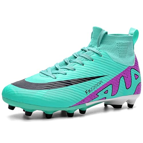 WOWEI Fußballschuhe Herren High Top Spike Microfaser Cleats Professionelle Fussballschuhe Jugen Athletics Trainingsschuhe Outdoor Turnschuhe Kinder Fußball Stiefel (UKN-1, 35EU) von WOWEI