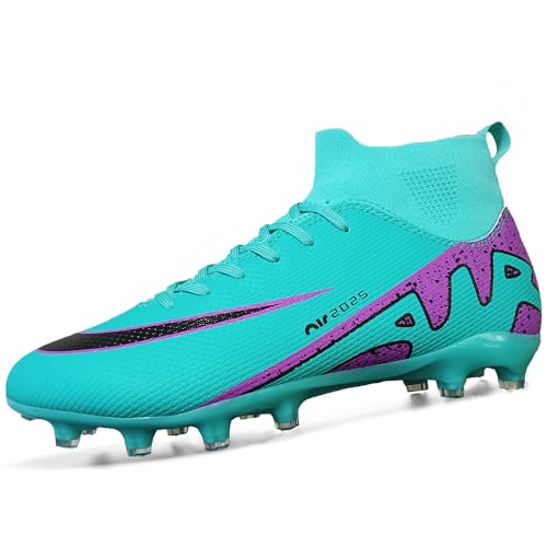 WOWEI Fußballschuhe Herren High Top Spike Microfaser Cleats Professionelle Fussballschuhe Jugen Athletics Trainingsschuhe Outdoor Turnschuhe Kinder Fußball Stiefel (UKN-15, 39EU) von WOWEI