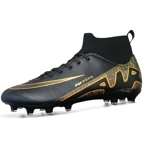 WOWEI Fußballschuhe Herren High Top Spike Microfaser Cleats Professionelle Fussballschuhe Jugen Athletics Trainingsschuhe Outdoor Turnschuhe Kinder Fußball Stiefel (UKN-17, 40EU) von WOWEI