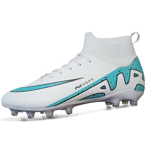 WOWEI Fußballschuhe Herren High Top Spike Microfaser Cleats Professionelle Fussballschuhe Jugen Athletics Trainingsschuhe Outdoor Turnschuhe Kinder Fußball Stiefel (UKN-18, 33EU) von WOWEI