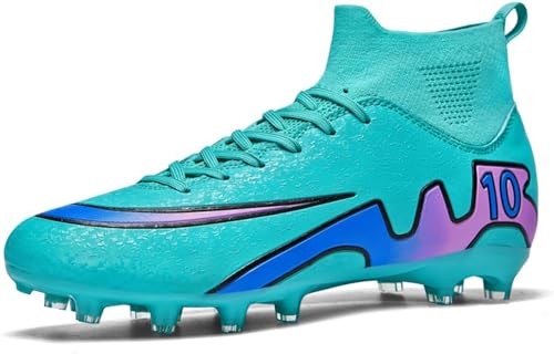 WOWEI Fußballschuhe Herren High Top Spike Microfaser Cleats Professionelle Fussballschuhe Jugen Athletics Trainingsschuhe Outdoor Turnschuhe Kinder Fußball Stiefel (UKN-28, 41EU) von WOWEI