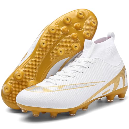 WOWEI Fußballschuhe Herren High Top Spike Microfaser Cleats Professionelle Fussballschuhe Jugen Athletics Trainingsschuhe Outdoor Turnschuhe Kinder Fußball Stiefel (UKN-31, 32EU) von WOWEI