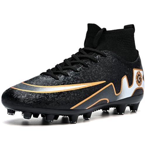 WOWEI Fußballschuhe Herren High Top Spike Microfaser Cleats Professionelle Fussballschuhe Jugen Athletics Trainingsschuhe Outdoor Turnschuhe Kinder Fußball Stiefel (UKN-5, 44EU) von WOWEI