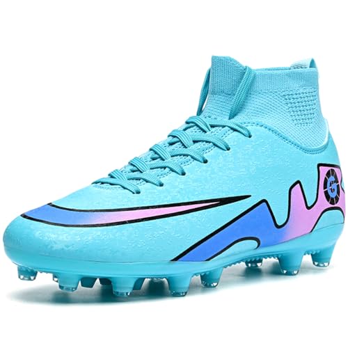 WOWEI Fußballschuhe Herren High Top Spike Microfaser Cleats Professionelle Fussballschuhe Jugen Athletics Trainingsschuhe Outdoor Turnschuhe Kinder Fußball Stiefel (UKN-6, 37EU) von WOWEI