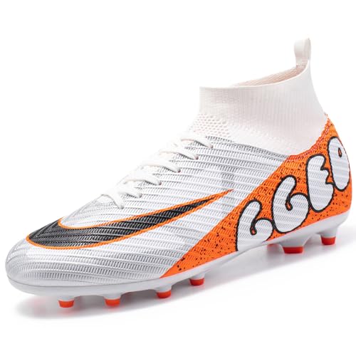 WOWEI Fußballschuhe Herren High Top Spike Microfaser Cleats Professionelle Fussballschuhe Jugen Athletics Trainingsschuhe Outdoor Turnschuhe Kinder Fußball Stiefel (UKN-7, 35EU) von WOWEI