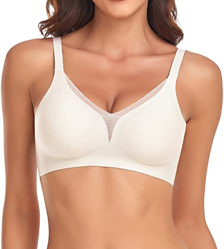 WOWENY BH Push up 75a 75b 85a 85b 80a 80b 70a Damen BH Ohne Bügel Bustier Klein Brüste Schlaf BH Gepolstert Bralette Bügelloser Soft Bra Weiß XL von WOWENY