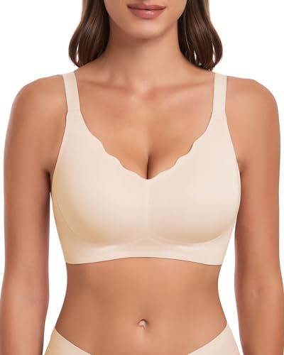 WOWENY BH Damen Ohne Bügel Gepolstert Bügelloser BH Push up Bustier Bralette Soft BH Komfort Unsichtbarer Seamless BH Weiss XL von WOWENY