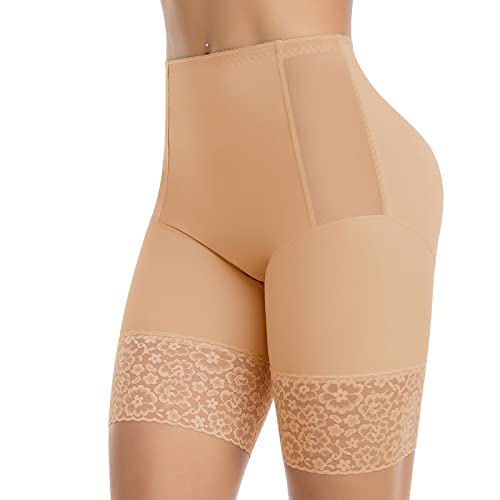 WOWENY Shapewear Damen Bauchweg Miederhose Stark Formend Unterhose Unterhose Damen Shapewear Spitze Figurformende Unterwäsche Leggings Body Shaper Miederpants,Beige,XL von WOWENY