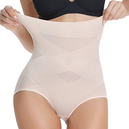 WOWENY Damen Shapewear Bauchweg Unterhose Miederhose Stark Formend Taillenslip Hoher Taille Taillenformen Nahtlos Slip Unterwäsche Hautfarbe Beige, S von WOWENY