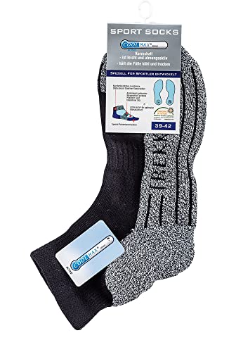 WOWERAT COOLMAX® Trekking-Socken, Kurzschaft-Form Funktions-Sportsocken 2er-BÜNDEL (Gr.43-46, schwarz) von WOWERAT