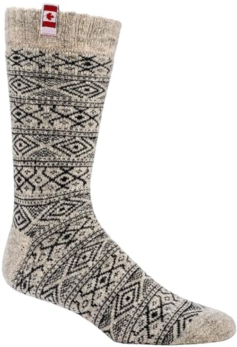WOWERAT Thermo-Wollsocken „CANADIAN SOCKS“ Wind & Wetter - Socken 1 PAAR (Gr.39-42, natur-grau mit schwarz Dessin) von Wowerat