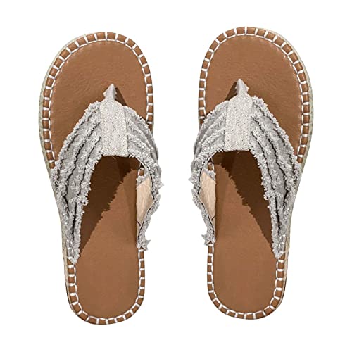 Damen Geflochten Slippers Sale Tuch Sandals Frauen Flip Flops Sandaletten Flache Sandalen Strand Wandersandalen Atmungsaktiv Slipper Outdoor Freizeitschuhe Sommer Bequem Sandalette Lässige Schuhe von WOXIHUAN